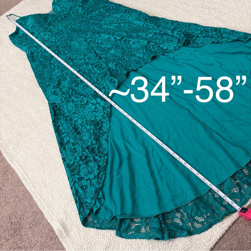 David’s Bridal High Low Dress Lace Jade Green Bridesmaid Prom Size 18 - Picture 10 of 16